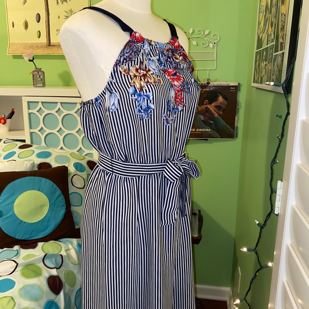 Striped and floral jumpsuit